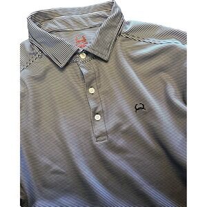 CINCH Golf Polo Men's Shirt L Striped Gradient Black White Short Sleeve RN155737